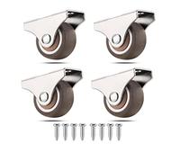 Lot de 4 mini roulettes fixes de 2,5 cm à roulement à billes silencieuses pour chariot, roues directionnelles en caoutchouc TPE à profil bas pour meubles, armoires, tiroirs de lit, avec vis