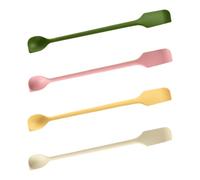 Lot de 4 mini spatules en silicone - Grattoir à double tête - Multifonction - 26 cm - Réutilisable - Pour bouteille étroite, confiture, lotion de beauté, crème