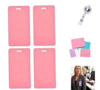 Lot de 4 mini tableaux blancs effaçables pour badges d'identité, bloc-notes réutilisables en silicone avec clip, écriture lisse, sans résidus pour infirmières, médecins, enseignants (rose)