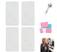 Lot de 4 mini tableaux blancs effaçables pour badges d'identité, bloc-notes réutilisables en silicone avec clip, écriture lisse, sans résidus pour infirmières, médecins, enseignants (blanc)