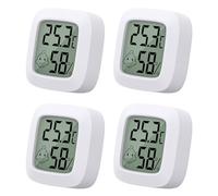 Lot de 4 mini thermomètres LCD Yomisee - Thermomètre intérieur - Hygromètre intérieur - Hygromètre numérique - Thermomètre hygromètre pour chambre de bébé, salon, bureau