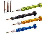 Lot de 4 mini tournevis 5 en 1 multifonction de précision pour réparation de lunettes, tournevis de poche en acier S2 pour lunettes, montres, ordinateurs portables, électroniques et bijoux