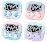 Lot de 4 minuteurs de cuisine numériques, interrupteur marche/arrêt, grand écran LCD, alarme forte et support magnétique, minuteurs de salle de classe pour la cuisine, la pâtisserie, les enseignants,