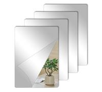4 Pièces Miroir Autocollant - Miroir Acrylique Carrés Flexible - Miroir Collant Muraux Carrés Flexible pour Salle de Bain, Salon, Chambre - 30 X 20 cm
