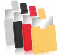 Lot de 4 miroirs de poche en acier inoxydable - 6,5 x 7 cm - Petit miroir à main avec étui de protection - Petit miroir en métal poli - Miroir cosmétique - Miroir de maquillage - Miroir ultra fin et