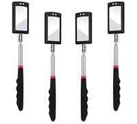 Lot de 4 miroirs d'inspection télescopiques éclairés par LED avec tige réglable en acier inoxydable, rotation à 360° et col flexible pour mécaniciens, dentistes, maquilleurs et zones difficiles