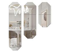 Lot de 4 miroirs hexagonaux en acrylique pour murs, miroir de sécurité pleine longueur, miroirs à coller, incassables, autocollants muraux pour maquillage complet, salle de sport, couloir, chambre