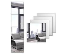 Lot de 4 miroirs muraux en acrylique pleine longueur - Auto-adhésifs - Sans danger - Pour maquillage - Pour maison, entraînement, salle de sport, couloir - 20 x 20 cm