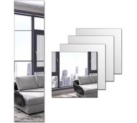 Lot De 4 Miroirs Muraux En Acrylique Pleine Longueur - Auto-Adhésifs - Sans Danger - Pour Maquillage - Pour Maison, Entraînement, Salle De Sport, Couloir - 20 X 20 Cm