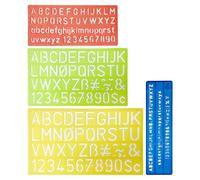 Lot de 4 modèles de lettres de l'alphabet creux en plastique - Modèles de dessin pour enfants - Règles alphanumériques