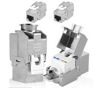Lot de 4 modules CAT 7 Keystone RJ45 femelle pour câble LAN 10 Gbit/s à 1000 MHz AWG 22-25 sans outil LSA entièrement blindé Prise encastrable STP RJ45 Borne de coupe compatible avec prise réseau et