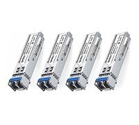 Lot de 4 modules de fibre SFP LC 1,25 G monomode 1000Base-LX/LH, Gigabit SFP émetteur-récepteur Mini-GBIC pour Cisco GLC-LH-SMD/GLC-LX-SM, Meraki, Ubiquiti Unifi, Mikrotik, Intel (SMF, 1310 nm, 20 km)