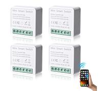 Lot de 4 Modules D'interrupteur Intelligents 1 Voies, Mini Interrupteur Wi-Fi DIY, Mini Module Relais DIY, Compatible avec l'application Tuya, Alexa et Google Home, Conducteur Neutre Nécessaire