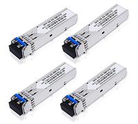 Lot de 4 modules SFP 1,25 G 1000Base-LX (SMF, 1310 nm, 20 km, DDM) monomode pour Cisco GLC-LH-SMD, Ubiquiti UniFi, Meraki MA-SFP-1GB-LX10, Fortinet, Mikrotik, TP-Link, Netgear, TL-SM311LSS.