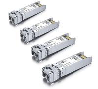 Lot de 4 modules SFP+ LC multimode 10 G, émetteur-récepteur en fibre 10GBase-SR pour Ubiquiti UniFi UF-MM-10G, Mikrotik, Netgear, D-Link, TP-Link et plus (MMF, 850 nm, 300 m, DDM)
