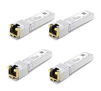 Lot de 4 modules SFP+ vers RJ45 10GBase-T, émetteur-récepteur de réseau SFP en cuivre 1,25 G/2,5 G/5 G/10 G pour Cisco SFP-10G-T-S, Ubiquiti UniFi UF-RJ45-10G, Meraki, Supermicro et plus encore,