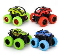 Lot de 4 Monster Truck Voiture Jouet Monster Truck pour Enfants de 3 à 10 Ans, Grandes Roues en Caoutchouc 4x4 Power Véhicules à inertie, 360° Stunt-Rotation, Jeux de Voitures de Course pour Enfants