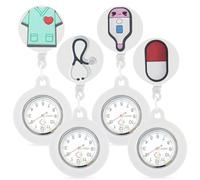 Lot de 4 montres d'infirmière rétractables avec aiguilles lumineuses en silicone pour infirmière et fille, beige, minimaliste