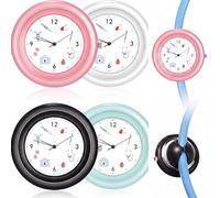 Lot de 4 montres stéthoscope avec symboles médicaux pour personnel de médecin, clinique, tunique, infirmière, médecin, montre à clip sur cadre léger