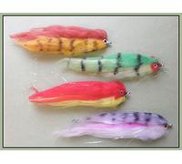 Lot de 4 mouches pour pêche à la truite, perche, arc-en-ciel, cric et oiseau de feu taille 2/0, pêche à la mouche du brochet
