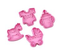 Lot de 4 moules à biscuits à thème pour les nouveau-nés - Matériaux PP efficaces - Décoration de pâtisseries - Usage multiple - Ensemble de moulage au chocolat