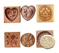Lot de 4 moules à biscuits en bois sculptés en 3D, 4 motifs différents, tampons à biscuits antiadhésifs de 9, 9 cm, moules réutilisables pour la cuisson, pour la cuisine