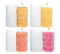 Lot de 4 moules à bougies en silicone - Fleurs 3D - Moule à bougie 3D - Moule à bougie en silicone - Moule à bougie 3D DIY - Moule en silicone pour bougie parfumée - Ornements décoratifs de