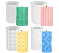 Lot de 4 moules à bougies en silicone, pour la fabrication de bougies en résine époxy, moules cylindriques,3D DIY Moule Silicone Bougie, Moules à Bougies en Silicone,pour fabrication de bougies,savon