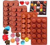 Lot de 4 moules à chocolat en silicone, moules en silicone en forme de fleurs, moules à chocolat, outils de décoration de gâteau de mariage, moules à gâteau fondant, moule à sucre. Moules en silicone
