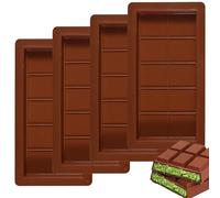 Lot de 4 moules à chocolat en silicone profonds - moule tablette chocolat -moule silicone tablette de chocolat- Moule à chocolat extra profond - Pour chocolat, praline, bonbons - Sans BPA