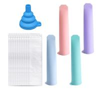 Lot de 4 moules à crème glacée, 10 sacs à glace, 1 entonnoir, set de crème glacée, tube à glaçons en silicone, moule à glace avec couvercle, moule à glace bricolage