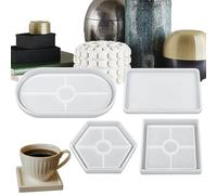 Lot de 4 moules à dessous de verre portables en silicone flexible avec design réutilisable, plateau de moulage pour tasses à café, décoration d'intérieur avec nettoyage facile, coffret cadeau pour Tha