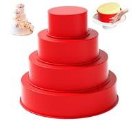 Lot de 4 moules à gâteau ronds en silicone de 10, 2 cm, 15, 2 cm, 20, 3, antiadhésifs, résistants au froid/à la chaleur, faciles nettoyer, pour anniversaire, mariage, Noël, desserts et pâtisse
