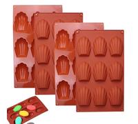 Lot de 4 moules à madeleines en silicone, 9 cavités | Moule en silicone antiadhésif et sans BPA, en forme de coquillage