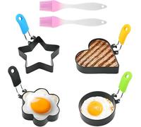 Lot de 4 moules à omelette antiadhésifs en acier inoxydable avec poignée pliable, poignée anti-brûlure, utilisé pour omelette, crêpes
