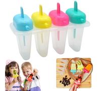 Lot de 4 moules à sucettes glacées pour enfants avec paille, moules réutilisables en plastique avec protection anti-goutte, machine à sucettes glacées pour smoothies, jus, fruits, collations glacées