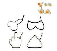 Lot de 4 moules amusants en acier inoxydable pour œufs à frire des œufs en forme de doigt d'honneur - Accessoire de cuisine pour petit déjeuner