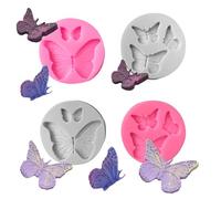 Lot de 4 moules de cuisson en silicone en forme de papillon pour gâteaux, chocolats, fondants, décoration flexible, outil de cuisson en silicone
