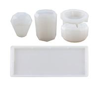 Lot de 4 moules en résine pour accessoires de salle de bain - Moules en silicone pour moulage de résine - Porte-brosse à dents - Gobelet diffuseur - Moules en silicone pour moulage de résine