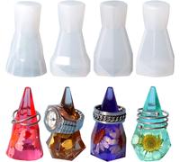 Lot De 4 Moules En Résine Pour Bague - Support De Bague - Moule En Silicone Pour Résine Époxy - Moules Coniques - Support De Cône D'anneau, Pyramide, Pour Support De Bague Diy, Présentoir À Bijoux