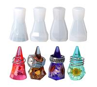 Lot de 4 moules en résine pour bague - Support de bague - Moule en silicone pour résine époxy - Moules coniques - Support de cône d'anneau, pyramide, pour support de bague DIY, présentoir à bijoux,