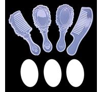 Lot de 4 moules en résine pour peignes et miroirs, en silicone, en époxy, en résine, pour peignes, peignes, travaux manuels, fabrication de bijoux, cadeaux faits à la main