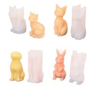Lot de 4 moules en silicone 3D en forme d'animal en forme de chien et lapin pour décoration d'intérieur en résine époxy