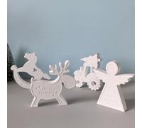 Lot de 4 moules en silicone de Noël - Élan - Ange - Moule à couler - Moule en silicone - Moule de Noël - Moule à bougie - Pour bricolage de bougies - Plâtre (A)