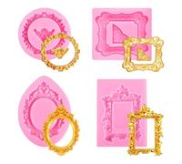 Lot de 4 moules en silicone élégants en relief pour gâteaux et fondants, décorations en chocolat, desserts, moules réutilisables pour chocolat