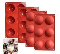Lot de 4 moules en silicone en forme de boule, 6 trous, ronds, demi-sphères, pour chocolat, gâteaux, gelée, souris dôme