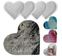 Lot de 4 moules en silicone en forme de cœur pour panneau commémoratif en résine époxy, signe de condoléances, signe de deuil - Moules en silicone pour loisirs créatifs, décoration d'intérieur, bureau