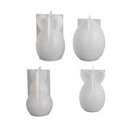 Lot de 4 moules en silicone en forme d'œufs de lièvre de Pâques rayés pour la fabrication de résine époxy, savon, décoration d'intérieur, ovocytes, cônes en élastomère à rayures