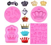 Lot de 4 moules en silicone pour fondant en forme de couronne de princesse pour chocolats et bonbons, nœuds en silicone, outils de décoration de gâteaux pour biscuits et chocolats