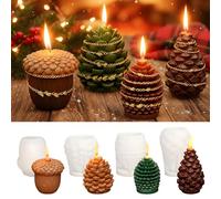 Lot de 4 moules en silicone pour Noël - Moule à bougie - Pendentif en silicone - Sapin de Noël - Étoile - Pour couler soi-même - Décoration de Noël (D)